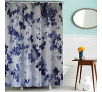 Тканевая шторка для ванны Melodia della vita MZ-84 Синие листочки 180х180 см 20854