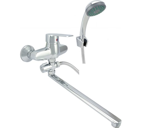 Ванно-душевой смеситель Juguni одноручный с металлическим шлангом и хромированной лейкой, JGN0124 0402.736