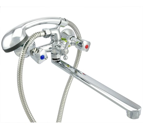 Ванно-душевой смеситель Juguni двуручный, со шлангом и хромированной лейкой JGN0130, кран-бук 0402.642