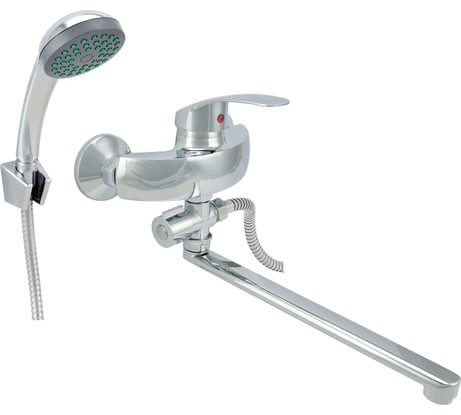 Ванно-душевой смеситель Juguni одноручный со шлангом и хромированной лейкой, JGN0121, L-излив 0402.704