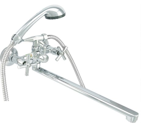 Ванно-душевой смеситель Juguni двуручный, со шлангом и хромированной лейкой, JGN0141 кран-букс 0402.721