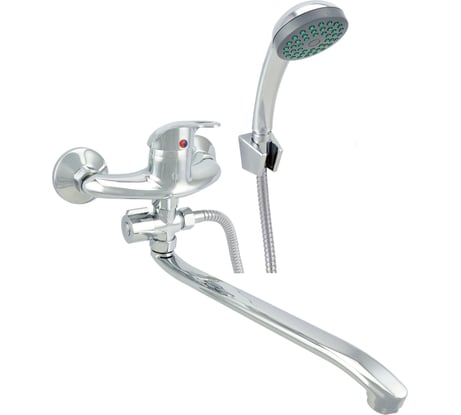 Ванно-душевой смеситель Juguni одноручный со шлангом и хромированной лейкой JGN0120 L-излив 0402.609