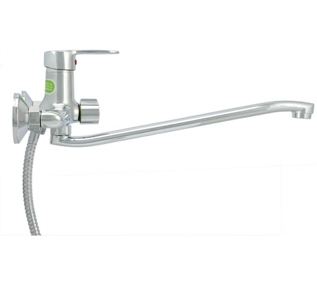 Ванно-душевой одноручный смеситель Juguni со шлангом и хромированной лейкой JGN0110, L-излив 0402.601
