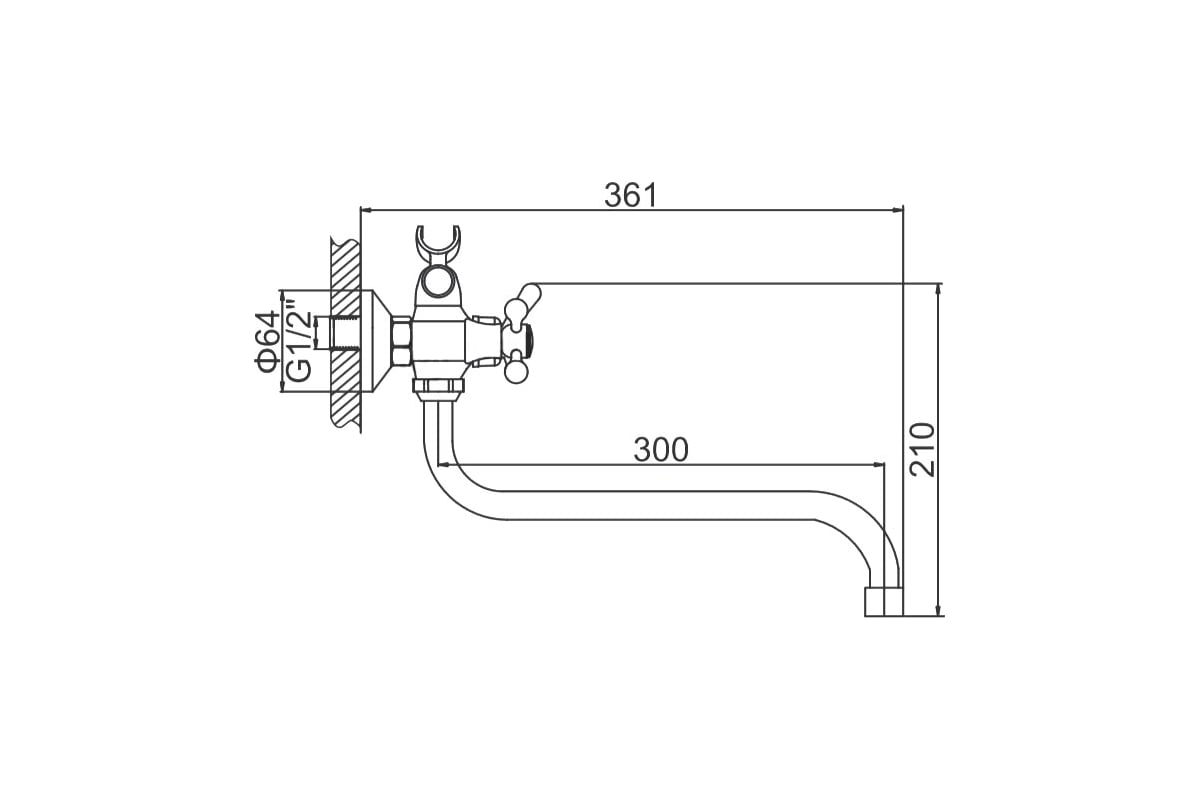 Смеситель для ванны LEDEME шаровый крест переключатель душа, керамика ...