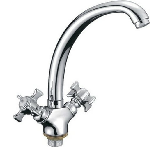 Смеситель для кухни LEDEME литой излив, с гайкой, керамика, цинк L5911 89549