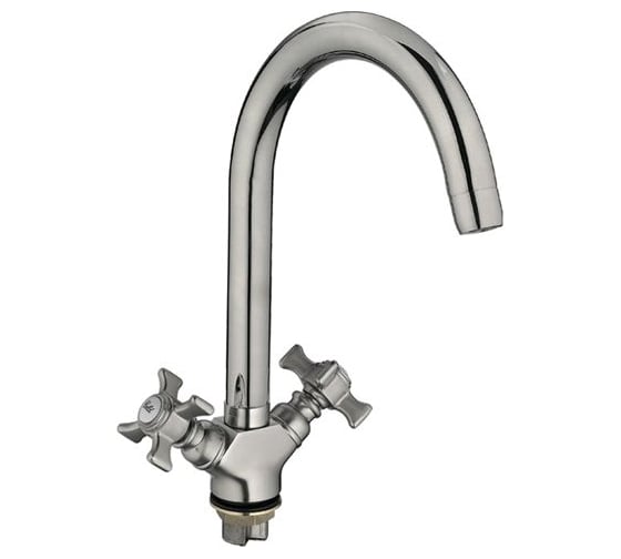 Смеситель ёлочка LEDEME 1/2литой излив керамика крест с гайкой L4311A-2 89846