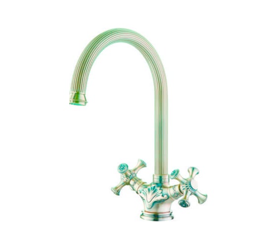 Смеситель для кухни LEDEME крест, литой излив, бронза, керамика L4191C 65642