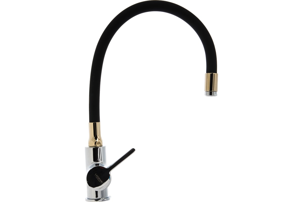 Смеситель для кухни LEDEME гибкий шланг, черный/золото L4898-10 808288 ...