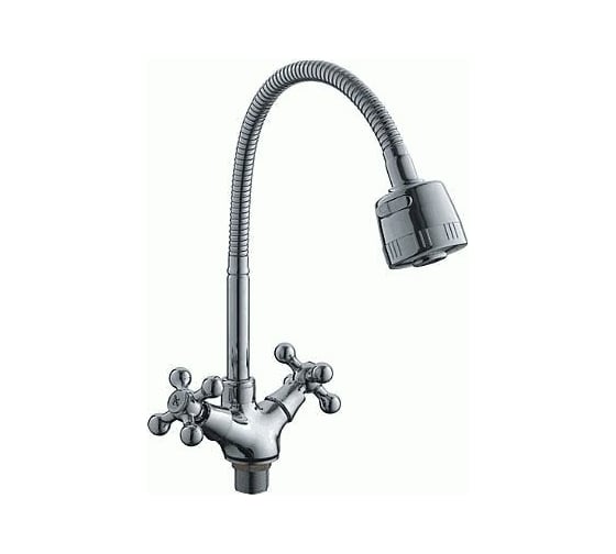 Смеситель для кухни LEDEME крест, керамика, с гайкой, цинк L4319-3 806938