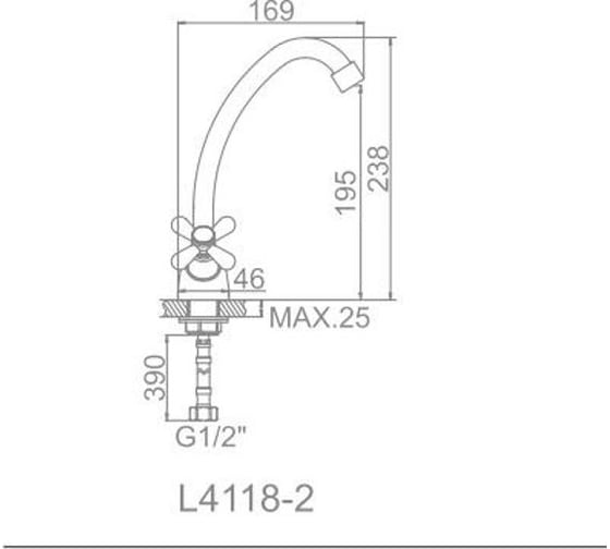Смеситель для кухни LEDEME крест, с гайкой, керамика L4118-2 806881