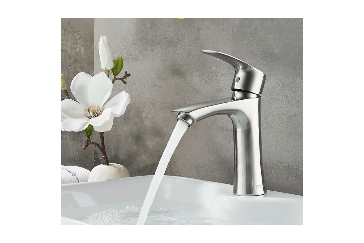 Смеситель на умывальник LEDEME картридж 35 мм, c гайкой, нержавейка ...