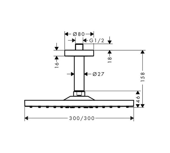 Верхний душ HANSGROHE 26250000 HG Raindance Е Air 1jet 300 00000057500