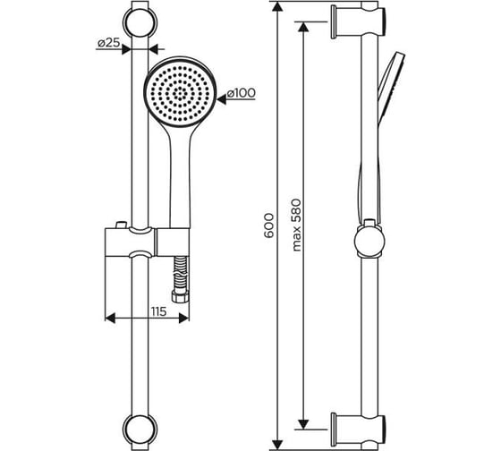 Душевой комплект Dorff Comfort ручной душ 1F, стойка 600 мм, белый D0108000WH