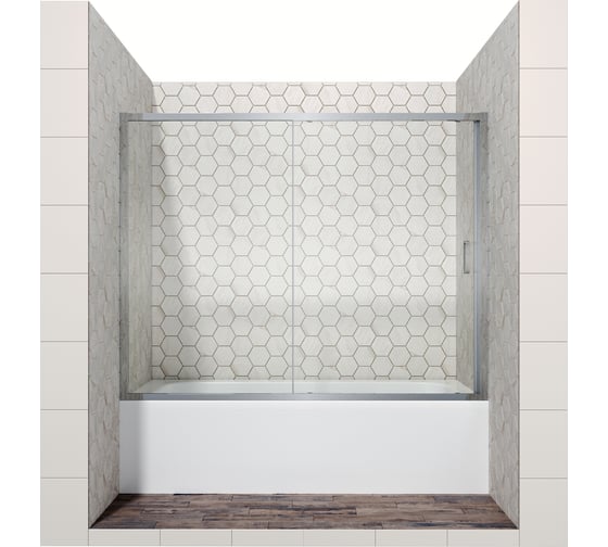 Стеклянная шторка для ванной с раздвижной дверью Ambassador Bath Screen: ширма для ванны стекло 6 мм, перегородка для душа 150 см с покрытием EasyClean 16041104
