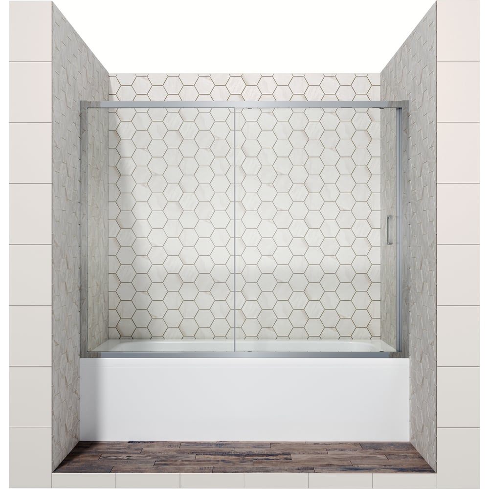 Стеклянная шторка для ванной с раздвижной дверью Ambassador Bath Screen ...