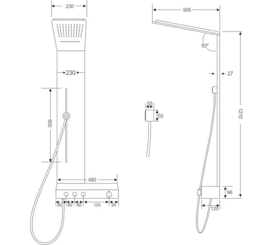 Душевая панель Cerutti SPA avisio bbr цвет черно-бронзовый, на 3 режима 9659