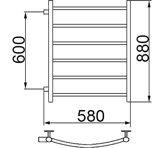 Полотенцесушитель Ника ARC ЛД 80/50 боковое подключение 60 см ЛД 80/50 бок 60