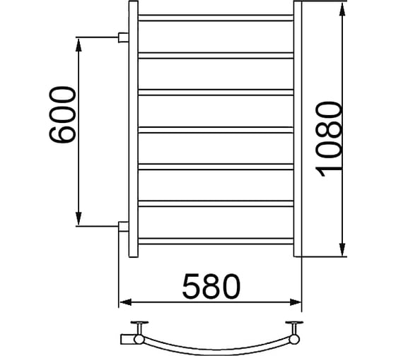 Полотенцесушитель Ника ARC ЛД 100/50 боковое подключение 60 см ЛД 100/50 бок 60