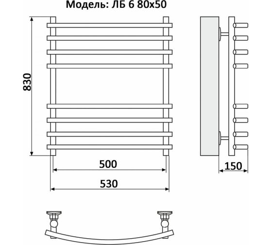 Полотенцесушитель Ника BAMBOO ЛБ 6 80/50