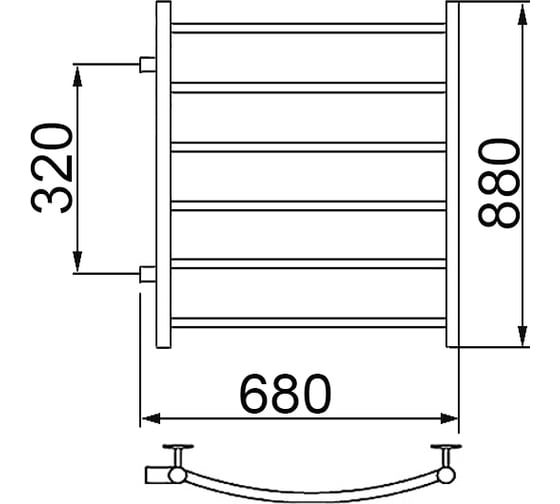 Полотенцесушитель Ника ARC ЛД 80/60 боковое подключение 32 см ЛД 80/60 бок 32