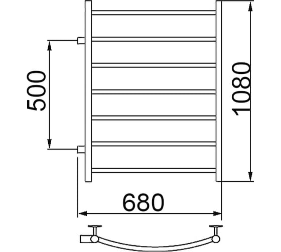 Полотенцесушитель Ника ARC ЛД 100/60 боковое подключение 50 см ЛД 100/60 бок 50