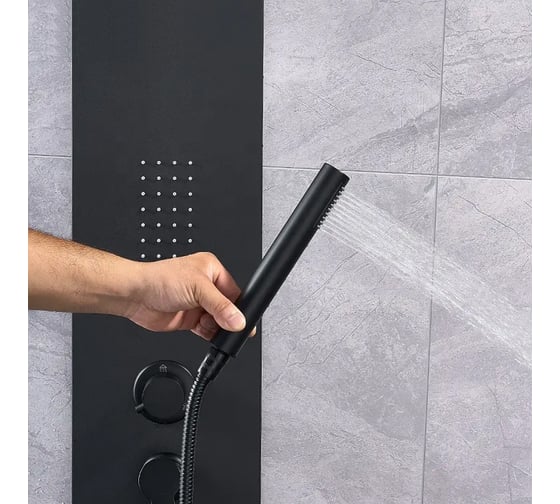 Душевая панель Cerutti SPA chika b нержавеющая сталь, цвет черный на 3 режима 9255