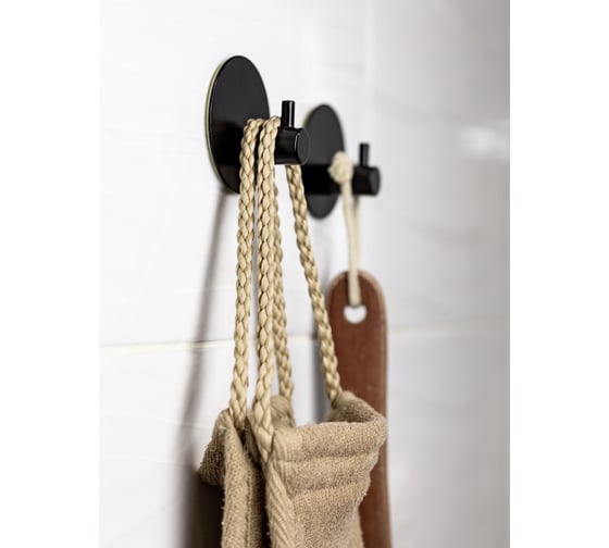 Комплект крючков Bath Plus d 5.5 металл, 2 шт., черные КМ022