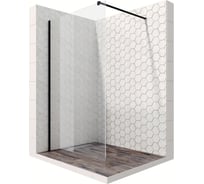 Душевая перегородка 110 см со свободным входом Ambassador Walk-in: душевая ширма 8 мм, профиль черный, перегородка для душа стеклянная с защитой от водяных разводов EasyClean. Германия 15031111