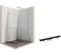 Душевой уголок 100x100 с трапом и распашной дверью Ambassador Abner: правостороннее душевое ограждение 8 мм, профиль хром, ограждение для душа с покрытием EasyClean 10011102R-PR1