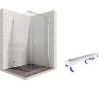 Душевой уголок 100x100 с трапом и распашной дверью Ambassador Abner: правостороннее душевое ограждение 8 мм, профиль хром, ограждение для душа с покрытием EasyClean 10011102R-ST5