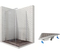 Душевой уголок 100x100 с трапом и распашной дверью Ambassador Diamond: левостороннее душевое ограждение 6 мм, профиль хром, ограждение для душа с покрытием EasyClean 12011106L-ST10