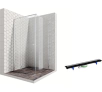 Душевой уголок 100x100 с трапом и распашной дверью Ambassador Diamond: левостороннее душевое ограждение 6 мм, профиль хром, ограждение для душа с покрытием EasyClean 12011103L-PR3