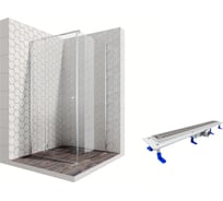 Душевой уголок 100x100 с трапом и распашной дверью Ambassador Diamond: левостороннее душевое ограждение 6 мм, профиль хром, ограждение для душа с покрытием EasyClean 12011103L-ST3