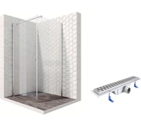 Душевой уголок 100x100 с трапом и распашной дверью Ambassador Nord: душевое ограждение 6 мм, профиль хром, ограждение для душа с покрытием EasyClean 13011104-ST5