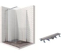 Душевой уголок 100x100 с трапом и распашной дверью Ambassador Nord: душевое ограждение 6 мм, профиль хром, ограждение для душа с покрытием EasyClean 13011106-ST8