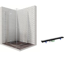 Душевой уголок 100x100 с трапом и распашными дверями Ambassador Diamond: душевое ограждение 6 мм, профиль хром, ограждение для душа с покрытием EasyClean 12011110-PR3