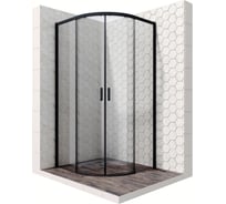 Душевой уголок 100x100 см с раздвижными дверями Ambassador Queen Black: душевое ограждение 6 мм, профиль черный, стеклянное ограждение для душа с защитой от разводов EasyClean. Германия 11011202