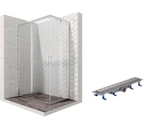 Душевой уголок 120x80 с трапом и раздвижными дверями Ambassador Kingston: душевое ограждение 6 мм, профиль хром, ограждение для душа с покрытием EasyClean 14011101-ST8
