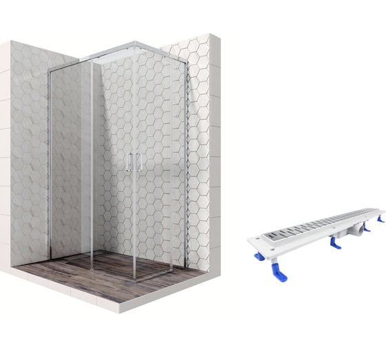 Душевой уголок 120x80 с трапом и раздвижными дверями Ambassador Queen: левостороннее душевое ограждение 6 мм, профиль хром, ограждение для душа с покрытием EasyClean 11011106L-ST2 1