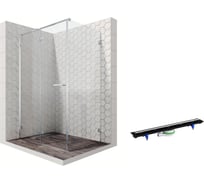 Душевой уголок 120x80 с трапом и распашной дверью Ambassador Abner: левостороннее душевое ограждение 6 мм, профиль хром, ограждение для душа с покрытием EasyClean 10011103L-PR2