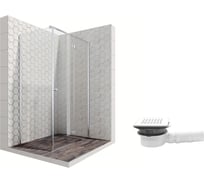 Душевой уголок 120x80 с трапом и распашной дверью Ambassador Diamond: правостороннее душевое ограждение 6 мм, профиль хром, ограждение для душа с покрытием EasyClean 12011104R-MA1