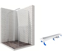 Душевой уголок 120x80 с трапом и распашной дверью Ambassador Diamond: левостороннее душевое ограждение 6 мм, профиль хром, ограждение для душа с покрытием EasyClean 12011104L-ST2