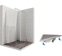 Душевой уголок 120x80 с трапом и распашной дверью Ambassador Diamond: правостороннее душевое ограждение 6 мм, профиль хром, ограждение для душа с покрытием EasyClean 12011104R-ST4