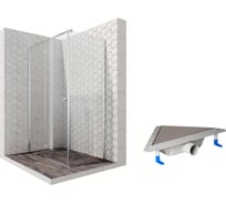 Душевой уголок 120x80 с трапом и распашной дверью Ambassador Diamond: левостороннее душевое ограждение 6 мм, профиль хром, ограждение для душа с покрытием EasyClean 12011104L-ST4