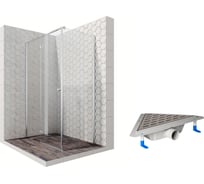 Душевой уголок 120x80 с трапом и распашной дверью Ambassador Diamond: левостороннее душевое ограждение 6 мм, профиль хром, ограждение для душа с покрытием EasyClean 12011104L-ST5