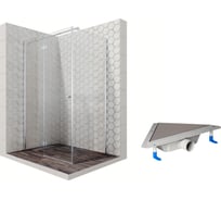 Душевой уголок 120x80 с трапом и распашной дверью Ambassador Diamond: левостороннее душевое ограждение 6 мм, профиль хром, ограждение для душа с покрытием EasyClean 12011107L-ST4