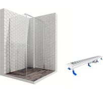 Душевой уголок 120x80 с трапом и распашной дверью Ambassador Diamond: правостороннее душевое ограждение 6 мм, профиль хром, ограждение для душа с покрытием EasyClean 12011104R-ST2