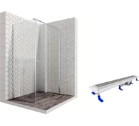 Душевой уголок 120x80 с трапом и распашной дверью Ambassador Diamond: правостороннее душевое ограждение 6 мм, профиль хром, ограждение для душа с покрытием EasyClean 12011104R-ST3