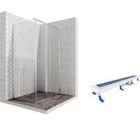 Душевой уголок 120x80 с трапом и распашной дверью Ambassador Diamond: правостороннее душевое ограждение 6 мм, профиль хром, ограждение для душа с покрытием EasyClean 12011104R-ST1