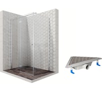 Душевой уголок 120x80 с трапом и распашной дверью Ambassador Diamond: левостороннее душевое ограждение 6 мм, профиль хром, ограждение для душа с покрытием EasyClean 12011107L-ST5